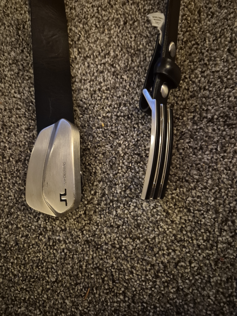 Black Leather Adidas And J.Lindeberg Belts with Brushed Silver Buckles **SALE!
